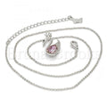 Rhodium Plated Fancy Necklace, Swan and Crown Design, with Swarovski Crystals and Micro Pave, Rhodium Tone
