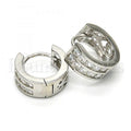 Sterling Silver 02.174.0066.15 Huggie Hoop, with White Cubic Zirconia, Polished Finish, Rhodium Tone