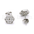 Sterling Silver 02.285.0031 Stud Earring, with White Cubic Zirconia, Polished Finish, Rhodium Tone
