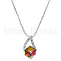 Rhodium Plated Fancy Necklace, with Swarovski Crystals, Rhodium Tone