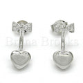 Sterling Silver 02.285.0082 Stud Earring, Heart Design, with White Cubic Zirconia, Polished Finish, Rhodium Tone