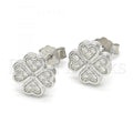 Sterling Silver 02.336.0040 Stud Earring, with White Cubic Zirconia, Polished Finish, Rhodium Tone