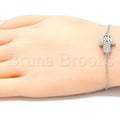 Sterling Silver 03.336.0092.07 Fancy Bracelet, Hand of God Design, with White Crystal, Polished Finish, Rhodium Tone