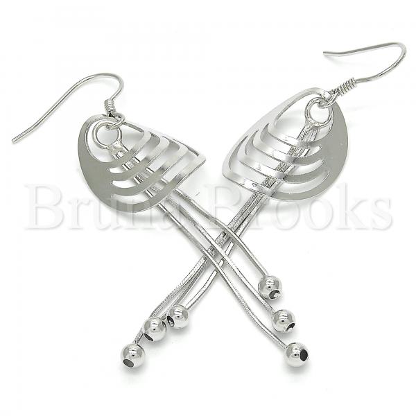 Sterling Silver 02.183.0030 Long Earring, Polished Finish, Rhodium Tone