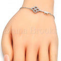 Sterling Silver 03.336.0020.07 Fancy Bracelet, key Design, with White Cubic Zirconia, Polished Finish, Rhodium Tone