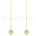 Bruna Brooks Sterling Silver 02.366.0008.1 Threader Earring, Leaf Design, Polished Finish, Golden Tone