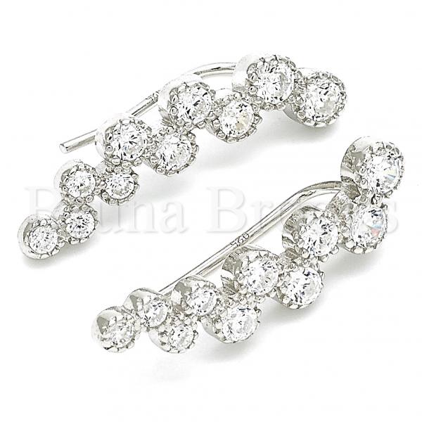 Sterling Silver 02.369.0030 Stud Earring, with White Cubic Zirconia, Polished Finish, Rhodium Tone