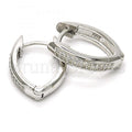 Sterling Silver 02.174.0062.15 Huggie Hoop, with White Micro Pave, Polished Finish, Rhodium Tone