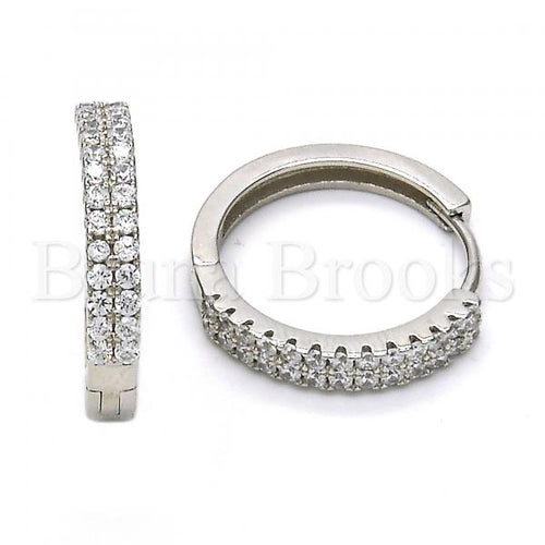 Bruna Brooks Sterling Silver 02.175.0081.20 Huggie Hoop, with White Cubic Zirconia, Polished Finish, Rhodium Tone