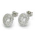 Sterling Silver 02.285.0093 Stud Earring, with White Cubic Zirconia, Polished Finish, Rhodium Tone