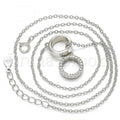 Sterling Silver Fancy Necklace, with Crystal, Rhodium Tone