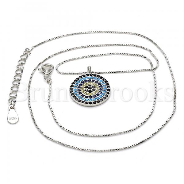 Sterling Silver 04.336.0074.16 Fancy Necklace, with Multicolor Micro Pave, Polished Finish, Rhodium Tone