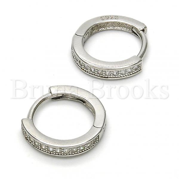 Sterling Silver 02.175.0075.15 Huggie Hoop, with White Micro Pave, Polished Finish, Rhodium Tone
