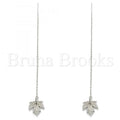 Bruna Brooks Sterling Silver 02.366.0008 Threader Earring, Leaf Design, Polished Finish, Rhodium Tone