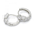 Sterling Silver 02.175.0151.15 Huggie Hoop, with White Cubic Zirconia, Polished Finish, Rhodium Tone