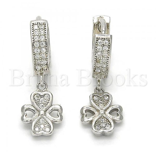 Bruna Brooks Sterling Silver 02.186.0079 Dangle Earring, with White Micro Pave, Polished Finish, Rhodium Tone