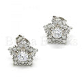 Sterling Silver 02.285.0032 Stud Earring, Star Design, with White Cubic Zirconia, Polished Finish, Rhodium Tone