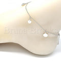 Sterling Silver 03.336.0052.10 Charm Anklet , with White Cubic Zirconia and Ivory Pearl, Polished Finish, Rhodium Tone