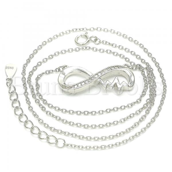 Sterling Silver 04.336.0142.16 Fancy Necklace, Infinite Design, with White Micro Pave, Polished Finish, Rhodium Tone
