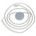 Sterling Silver 04.336.0220.16 Fancy Necklace, with Multicolor Cubic Zirconia, Polished Finish, Rhodium Tone