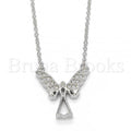 Bruna Brooks Sterling Silver 04.336.0065.16 Fancy Necklace, with White Crystal, Polished Finish, Rhodium Tone