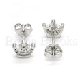 Sterling Silver 02.285.0066 Stud Earring, Crown Design, with White Cubic Zirconia, Polished Finish,