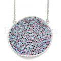Bruna Brooks Sterling Silver 04.336.0224.16 Fancy Necklace, with Multicolor Micro Pave, Polished Finish, Rhodium Tone