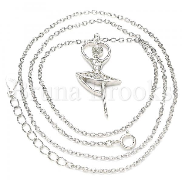 Sterling Silver 04.336.0199.16 Fancy Necklace, with White Crystal, Polished Finish, Rhodium Tone