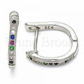 Bruna Brooks Sterling Silver 02.332.0056.15 Huggie Hoop, with Multicolor Cubic Zirconia, Polished Finish, Rhodium Tone