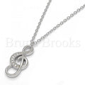 Sterling Silver 04.336.0011.16 Fancy Necklace, Music Note Design, with White Crystal, Polished Finish, Rhodium Tone