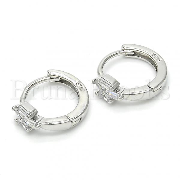 Sterling Silver 02.175.0158.15 Huggie Hoop, with White Cubic Zirconia, Polished Finish, Rhodium Tone