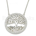 Bruna Brooks Sterling Silver 04.336.0133.16 Fancy Necklace, Tree Design, with White Micro Pave, Polished Finish, Rhodium Tone
