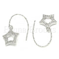 Sterling Silver 02.366.0017 Dangle Earring, Star Design, with White Cubic Zirconia, Polished Finish, Rhodium Tone