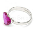 Rhodium Plated Multi Stone Ring, Heart Design, with Swarovski Crystals, Rhodium Tone