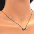 Sterling Silver Fancy Necklace, Infinite Design, with Crystal, Rhodium Tone