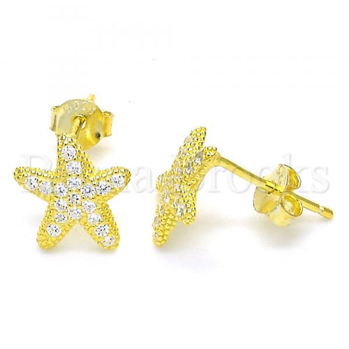 Bruna Brooks Sterling Silver 02.366.0015.1 Stud Earring, with White Cubic Zirconia, Polished Finish, Golden Tone