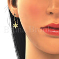 Sterling Silver 02.366.0001.1 Dangle Earring, Flower Design, with White Cubic Zirconia, Polished Finish, Golden Tone