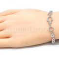 Sterling Silver Fancy Bracelet, Hand of God Design, with Cubic Zirconia, Rhodium Tone