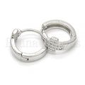 Sterling Silver 02.175.0161.15 Huggie Hoop, with White Micro Pave, Polished Finish, Rhodium Tone