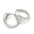 Sterling Silver 02.332.0012.15 Huggie Hoop, Heart Design, with White Micro Pave, Polished Finish, Rhodium Tone
