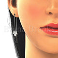 Sterling Silver 02.366.0008 Threader Earring, Leaf Design, Polished Finish, Rhodium Tone