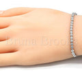 Sterling Silver 03.286.0006.10 Fancy Bracelet, with White Cubic Zirconia, Polished Finish, Rhodium Tone