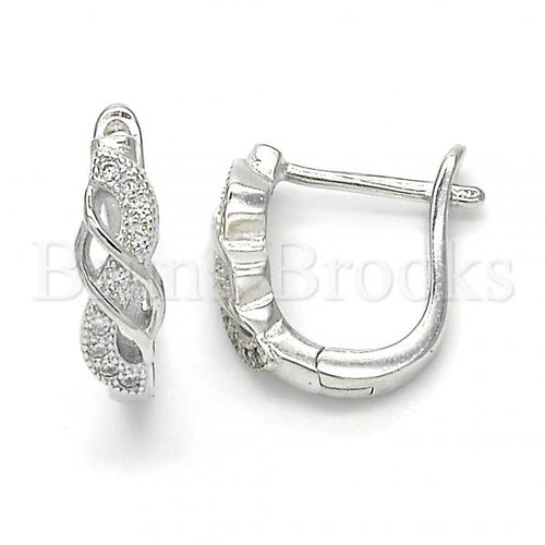 Bruna Brooks Sterling Silver 02.332.0003.12 Huggie Hoop, with White Micro Pave, Polished Finish, Rhodium Tone