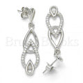 Sterling Silver 02.337.0002 Long Earring, Teardrop Design, with White Cubic Zirconia, Polished Finish, Rhodium Tone
