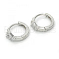 Sterling Silver 02.175.0137.15 Huggie Hoop, with White Cubic Zirconia, Polished Finish, Rhodium Tone