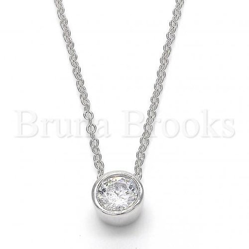 Bruna Brooks Sterling Silver 04.336.0001.16 Fancy Necklace, with White Cubic Zirconia, Polished Finish, Rhodium Tone