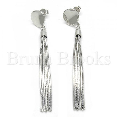 Bruna Brooks Sterling Silver 02.186.0092 Long Earring, Polished Finish, Rhodium Tone