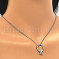 Sterling Silver Fancy Necklace, with Cubic Zirconia and Crystal, Rhodium Tone