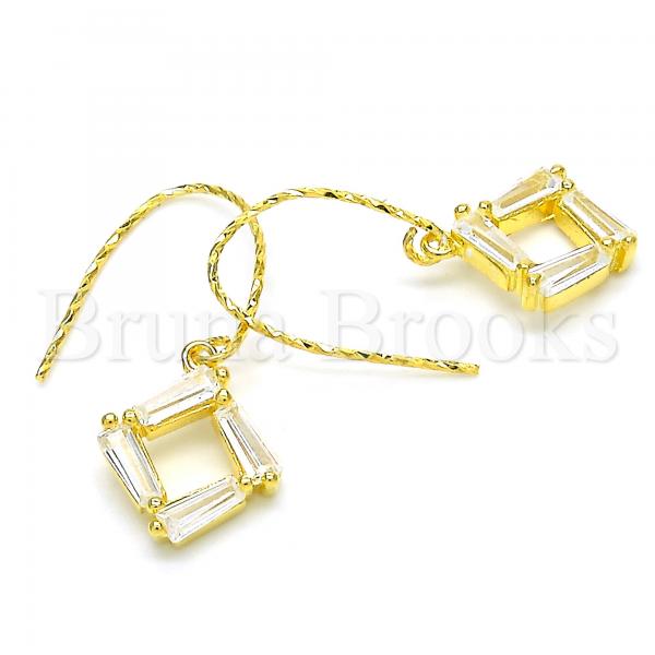 Sterling Silver 02.366.0007.1 Dangle Earring, with White Cubic Zirconia, Polished Finish, Golden Tone