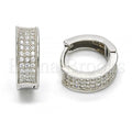 Bruna Brooks Sterling Silver 02.175.0077.15 Huggie Hoop, with White Micro Pave, Polished Finish, Rhodium Tone